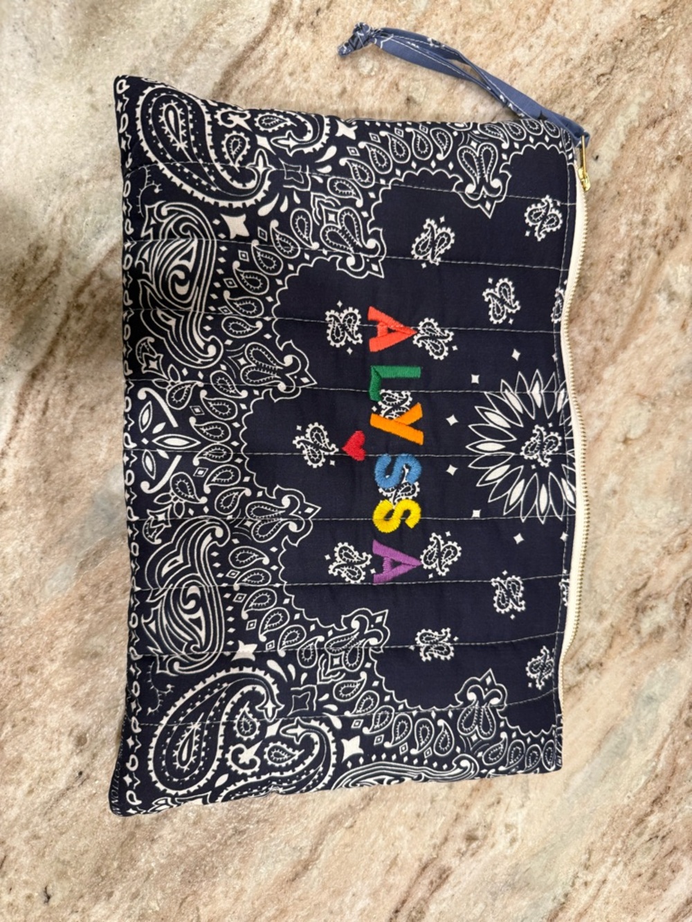 Alyssa Embroidered Navy Bandana-Print Laptop Sleeve